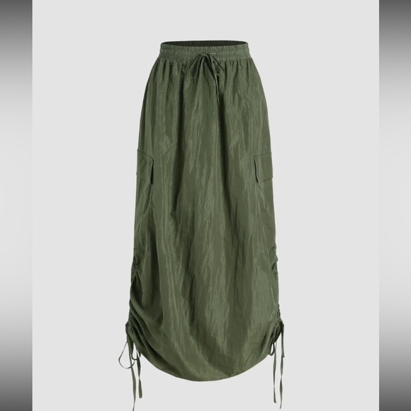 Cider Dresses & Skirts - BNWT CIDER HIGH WAIST CARGO Parachute Maxi Skirt •Olive Green •Size L